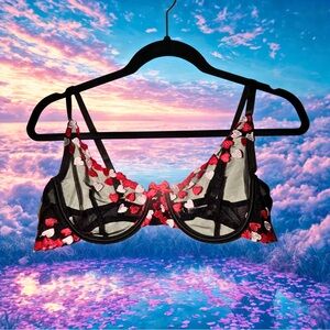 Yandy Love On You Garter Set - Black/Red Hearts - NWOT - Size Large